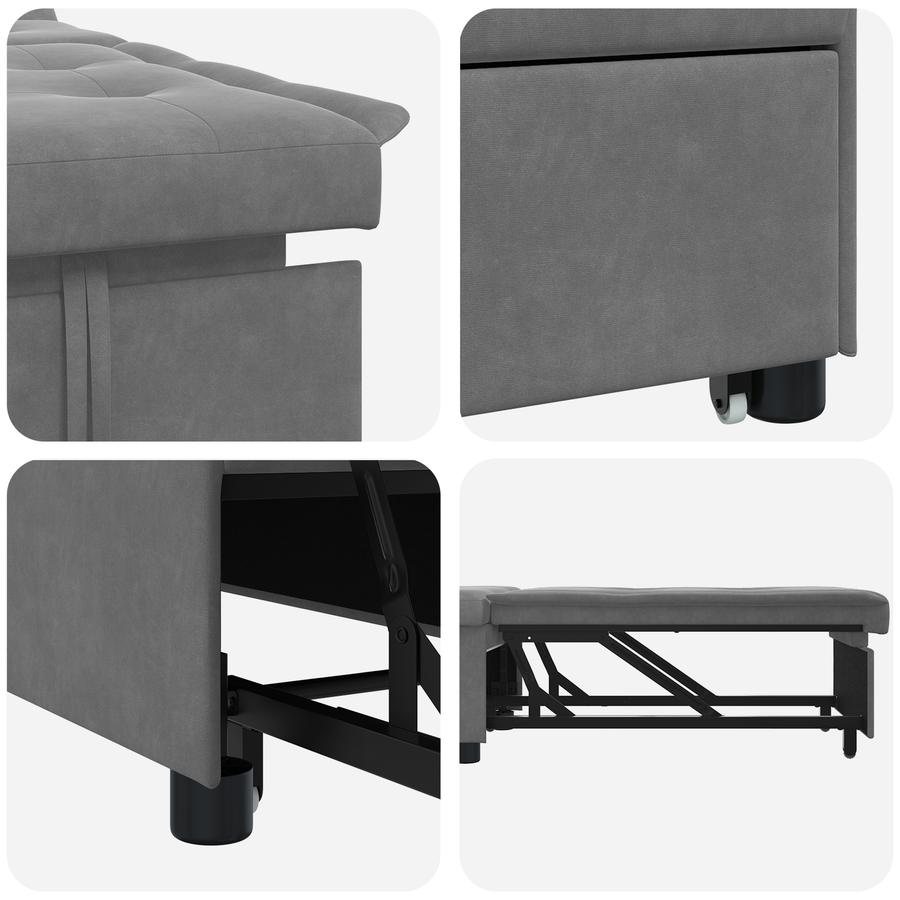 Sofa Bed met wiel Donkergrijs 194 x 50 x 82 cm