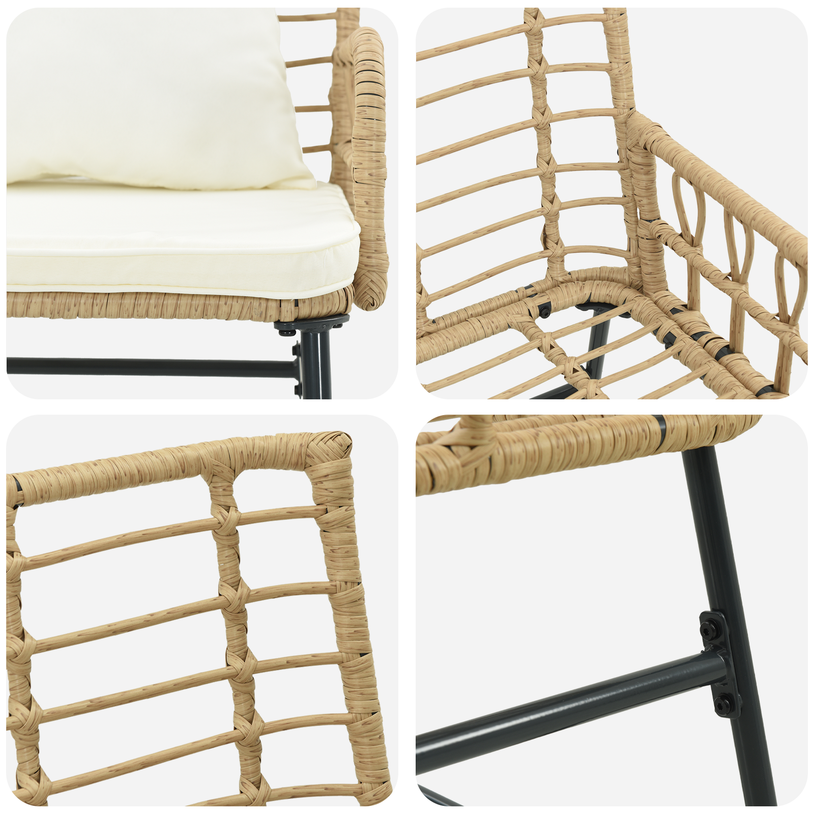 Tuinbank Zwart, Antraciet 113 x 69 x 83 cm Poly riet, staal