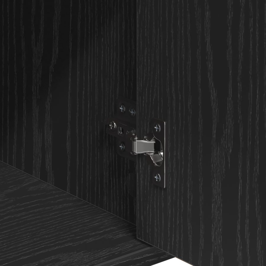 Dressoir met lade met plank met opslag met de deur Zwart eiken 60 x 31 x 70 cm Bewerkt hout