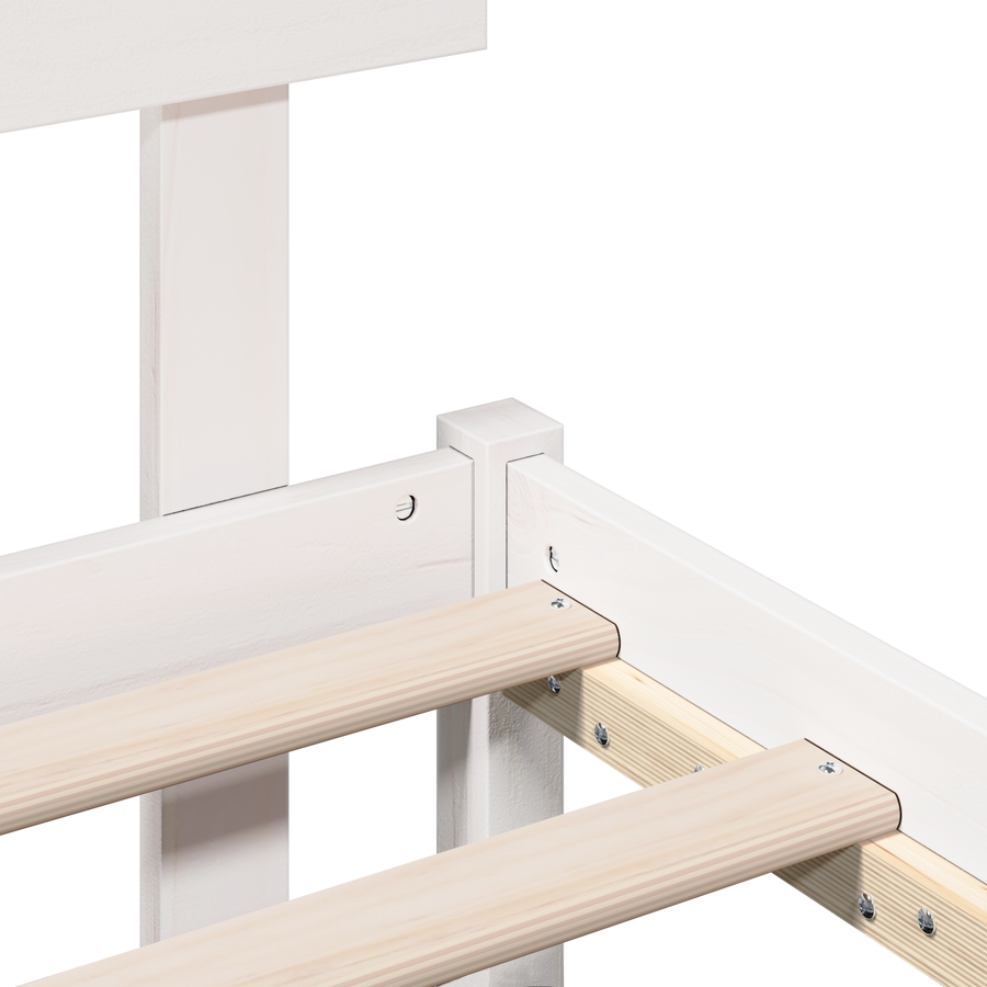 Bedframe met hoofdbord - Wit - 75x190 cm - Massief grenenhout