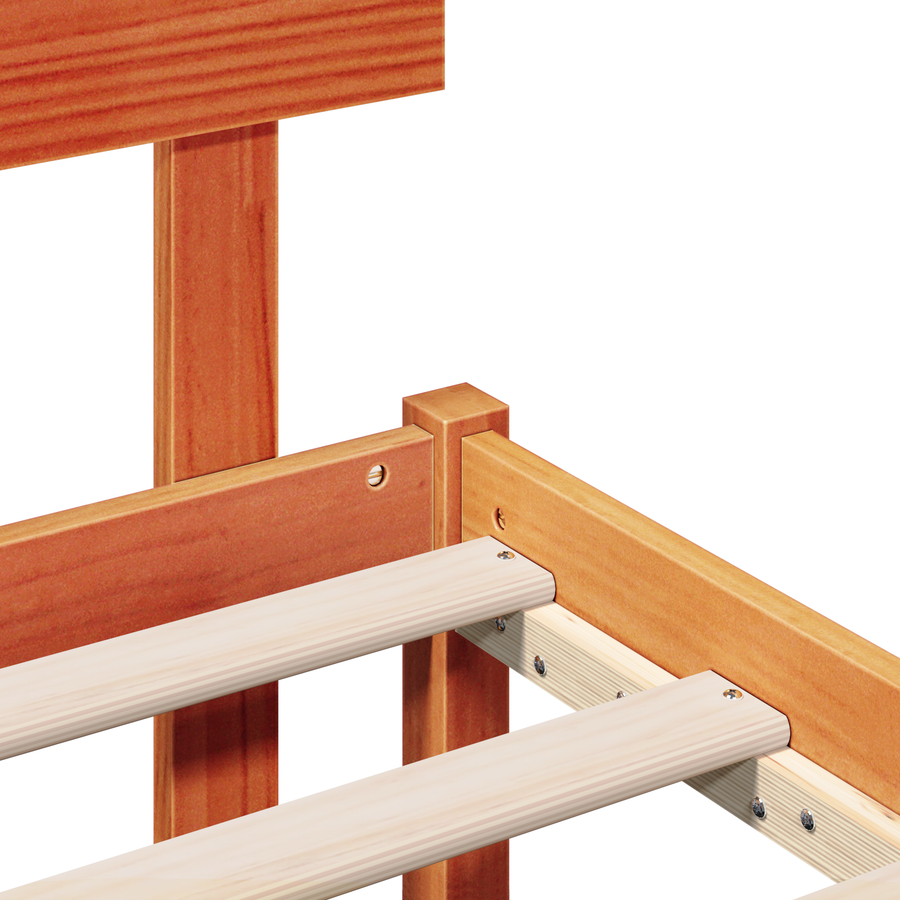 Bedframe met Hoofdbord Wasbruin 200x200 cm Massief Hout Grendel