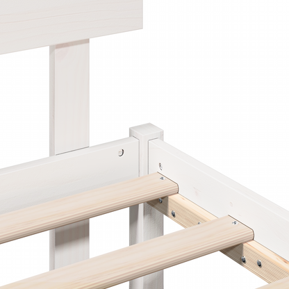 Bedframe met hoofdbord wit 120x190 cm van massief grenenhout