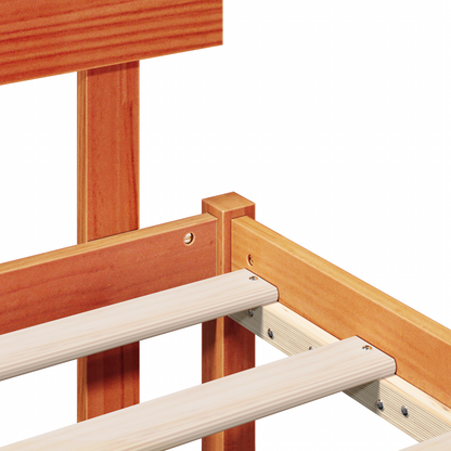 Bedframe met Hoofdbord Wax Bruin 140x190 cm Massief Grenenhout
