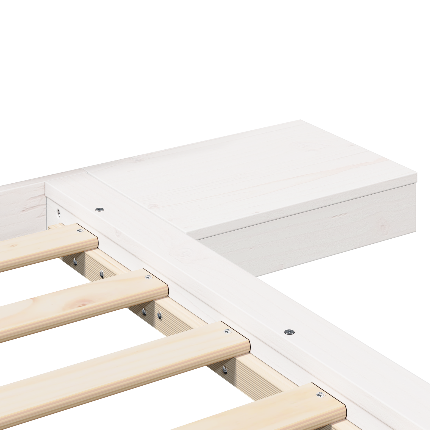 Ligbedframe met Bedtafeltjes Wit 150x200cm Massief Hout