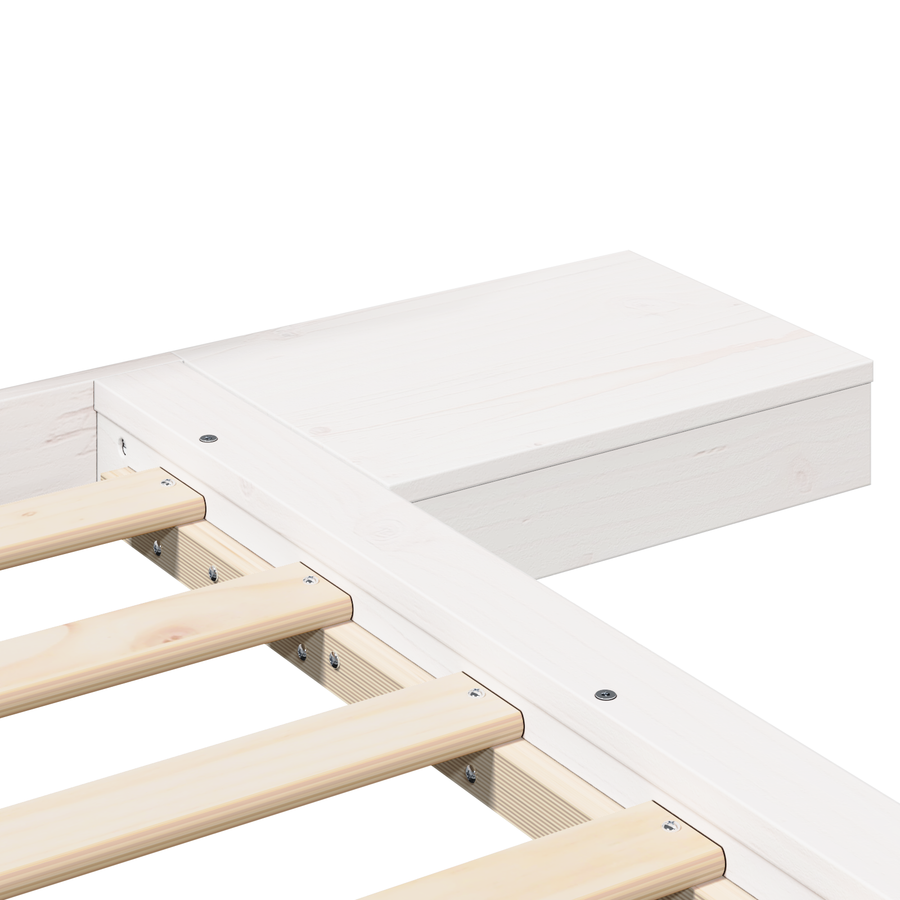 Ligbedframe met Bedtafeltjes Wit 150x200cm Massief Hout