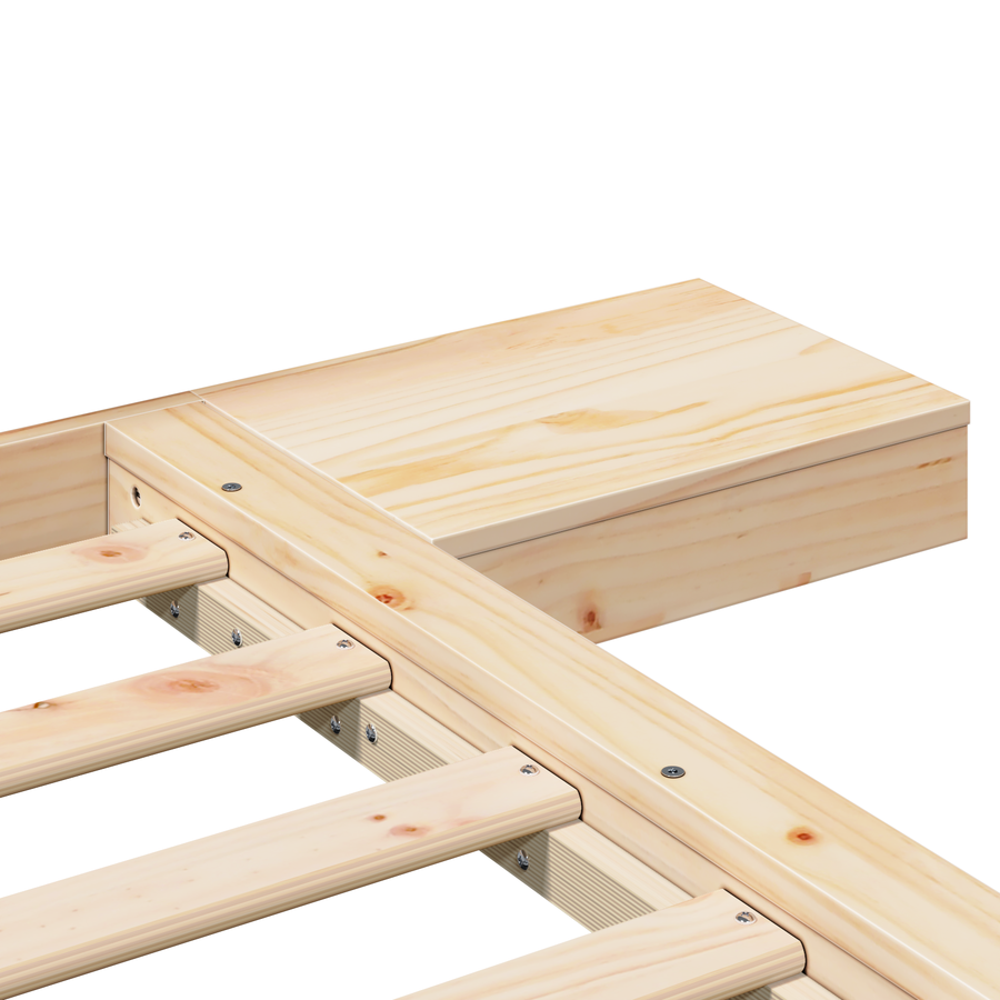 Bedframe met nachtkastjes 140x190 cm van massief hout
