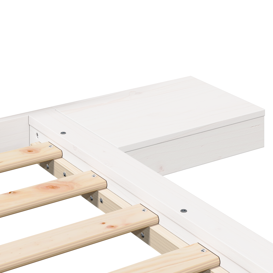Vloerbedframe met Nachtkastjes Wit 140x190 cm Massief Hout
