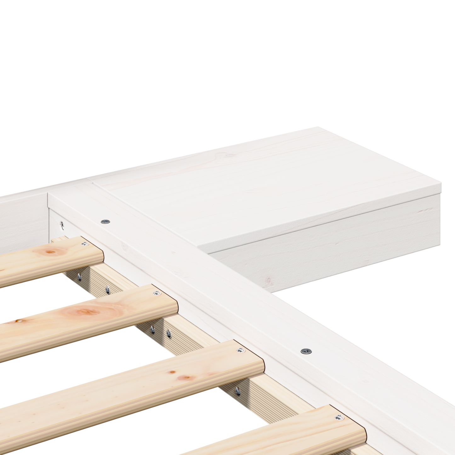 Bed Frame met Nachtkastjes Wit 135x190cm Massief Hout