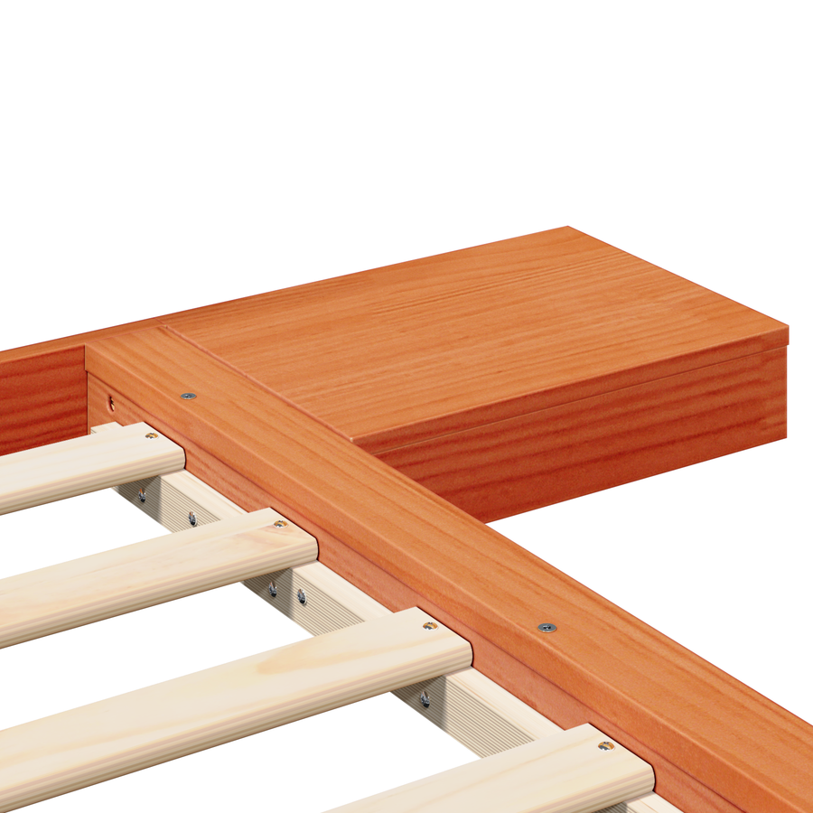 Vloerbedframe met Nachtkastjes, Wax Bruin, 100x200 cm, Massief Hout