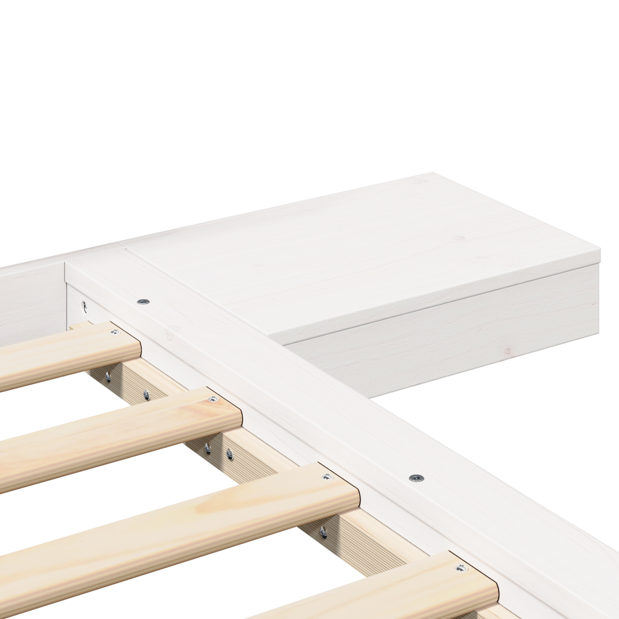 Ligbedframe met Nachttafels Wit 90x200cm Massief Hout