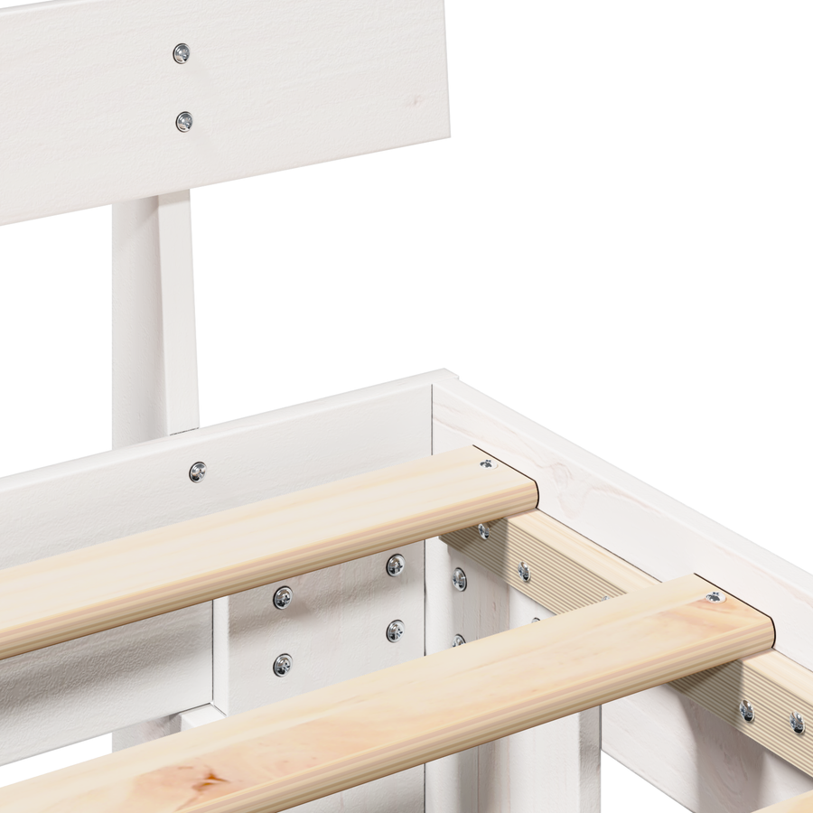 Bedframe met hoofdbord Wit 200x200 cm Massief grenenhout