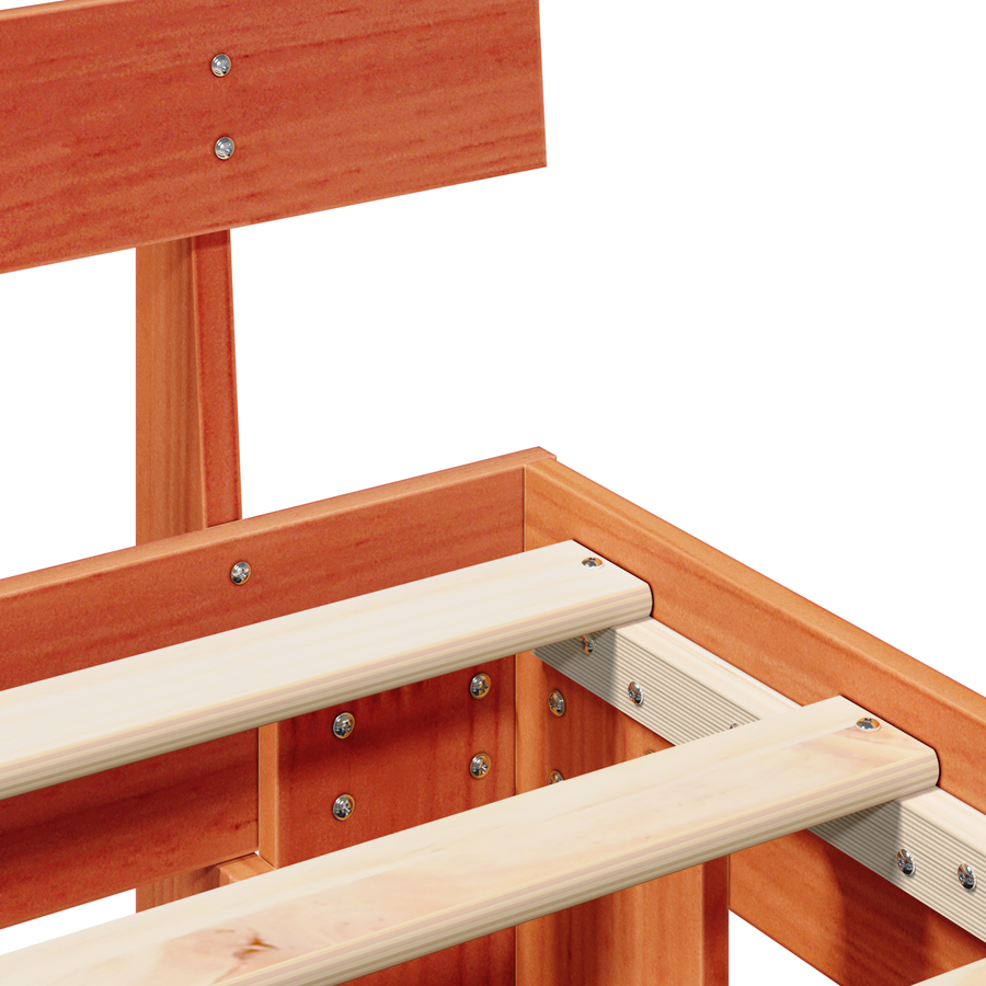Bedframe met hoofdbord Waxbruin 150x200 cm Massief hout