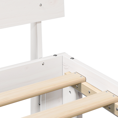 Bedframe met hoofdeinde - Wit - 140x200 cm - Massief grenenhout