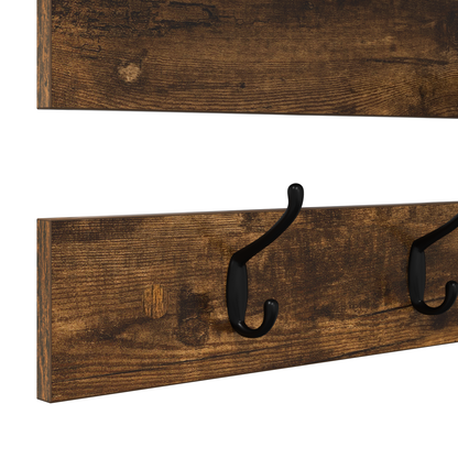 Wandgemonteerde kapstok met plank Gerookt eiken 90 x 15 x 36 cm