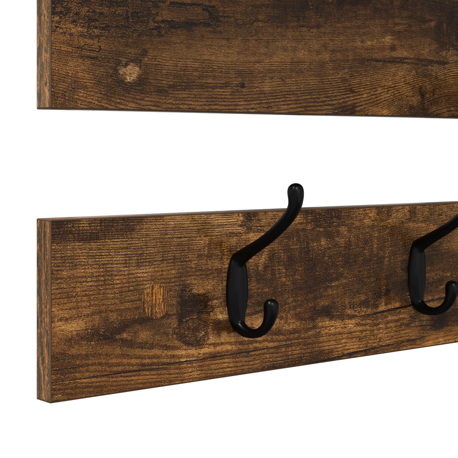 Wandgemonteerde kapstok met plank Gerookt eiken 90 x 15 x 36 cm
