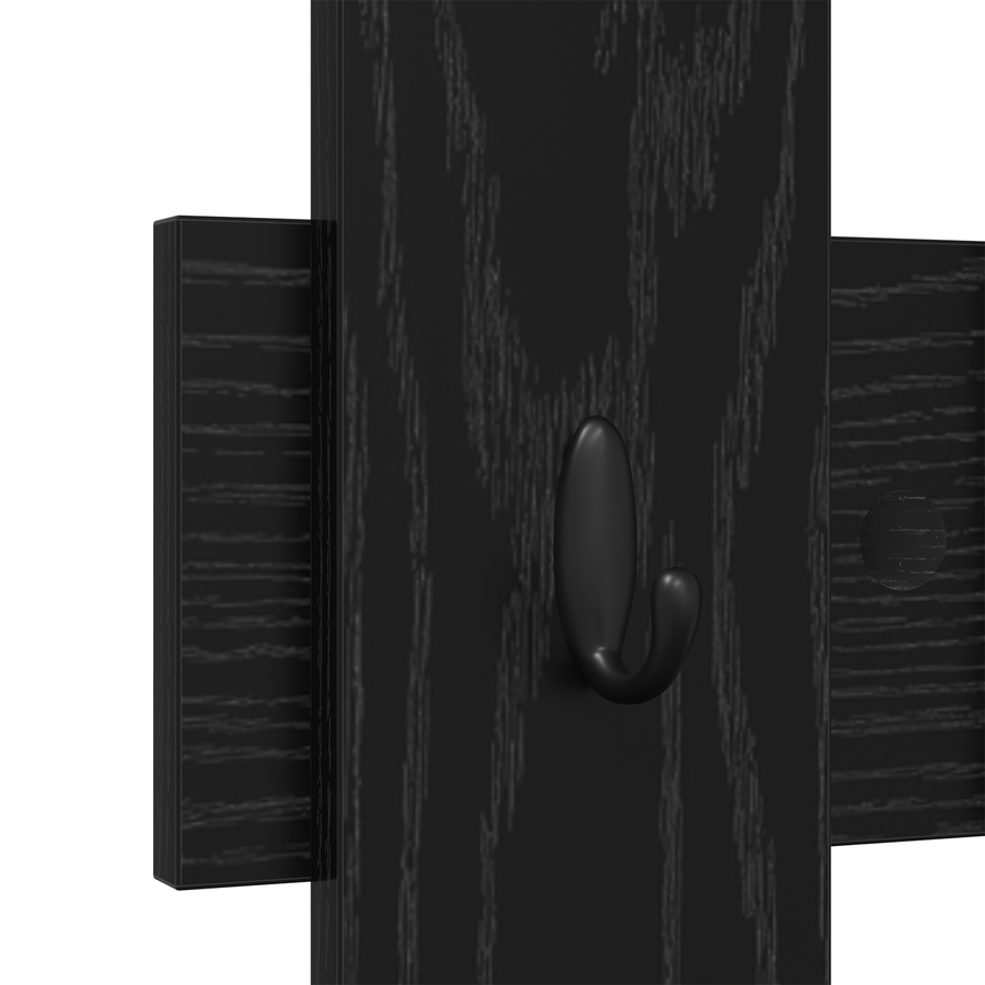 Wandgemonteerde kapstok Zwart eiken 60 x 3 x 82 cm Bewerkt hout