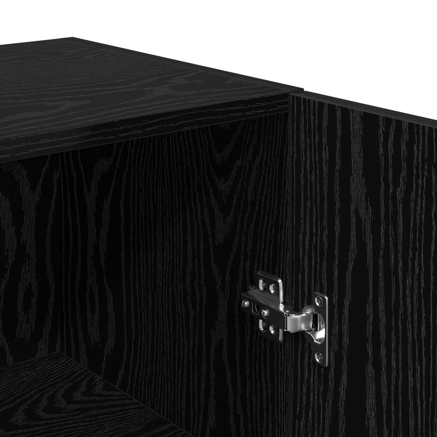 TV Meubel met plank Anders met opslag met de deur 2 pcs Zwart eiken Bewerkt hout
