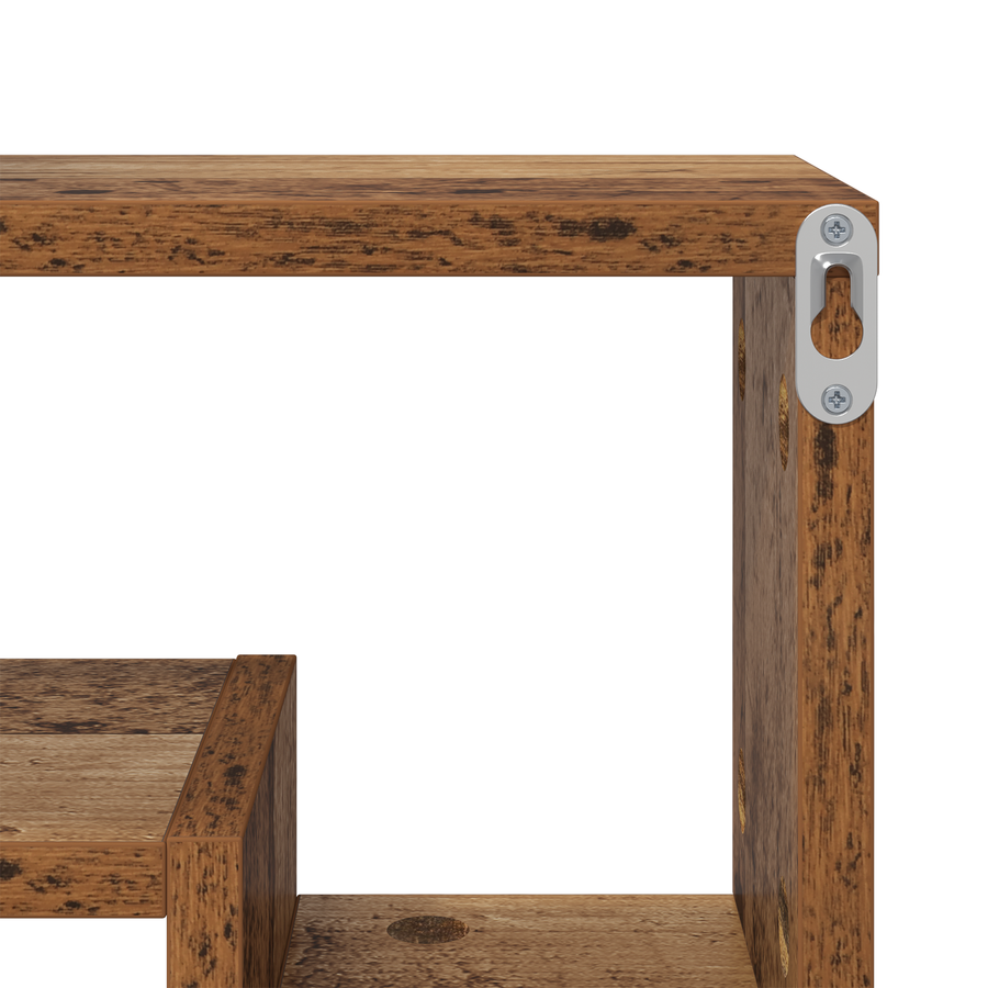 Wandplank met plank met opslag Oude hout 82 x 15 x 51 cm Bewerkt hout