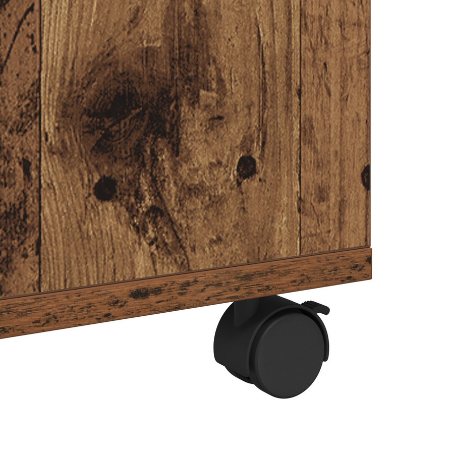 Salontafel met wiel met opslag Oude hout 75 x 75 x 38 cm Bewerkt hout