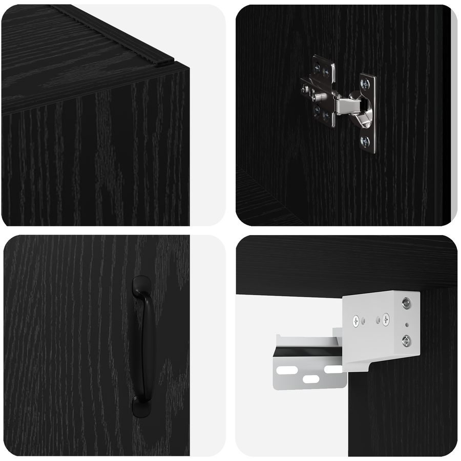 Hangende Wandkast Zwart 69.5 x 34 x 90 cm Bewerkt hout