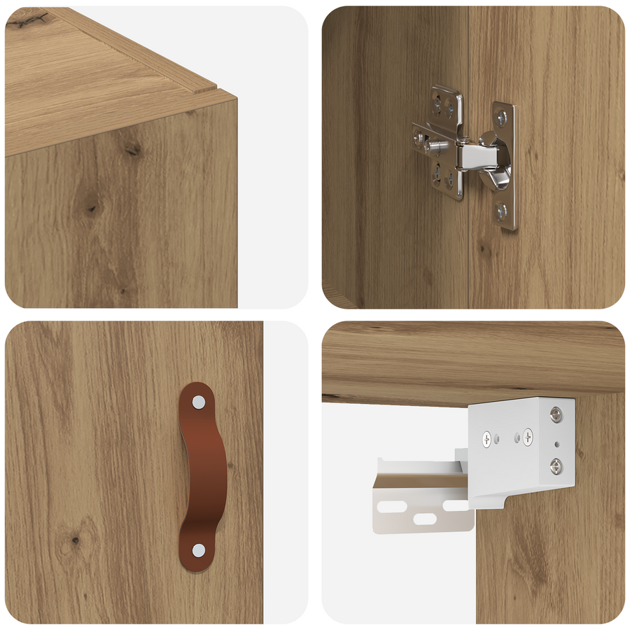 Wandkast met plank Wandgemonteerd met opslag met de deur Bruin 69.5 x 34 x 90 cm Bewerkt hout