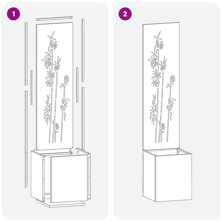 Tuinplant met Decoratief Paneel Roestig 32 x 140 cm Cortenstaal