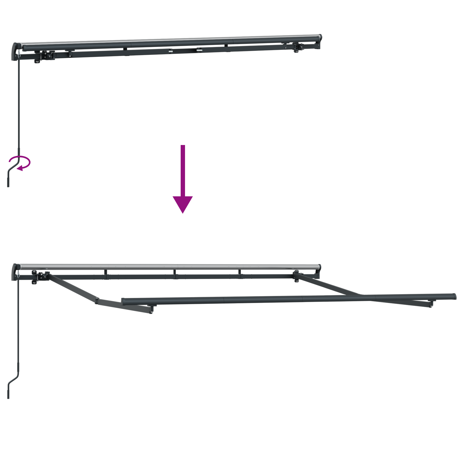 Handmatige Uittrekbare Zonneluifel Geel en Wit 300x200 cm