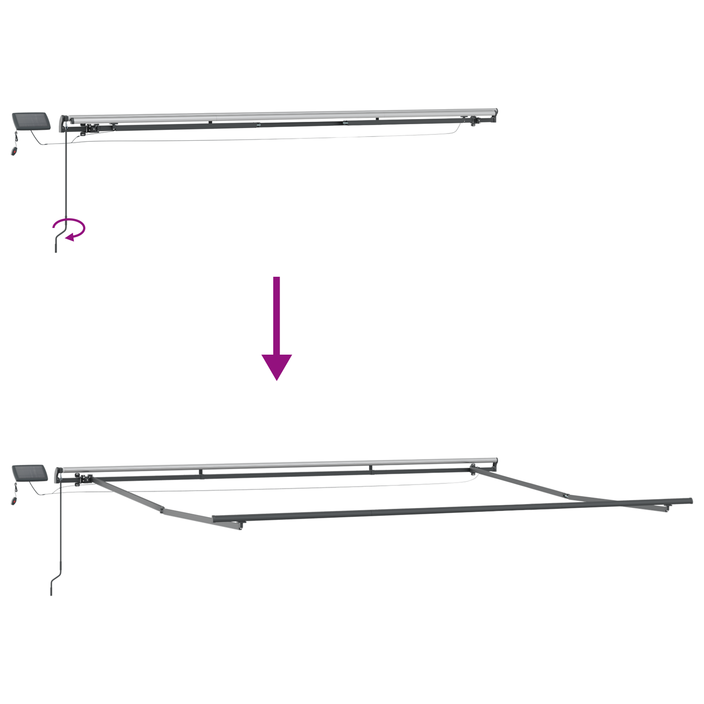 Handmatige Inklapbare Luifel met LED Rood 450x350 cm