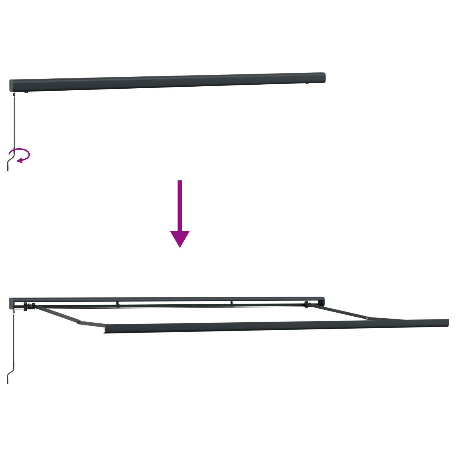 Handmatige Inklapbare Luifel Oranje en Wit 500x300 cm