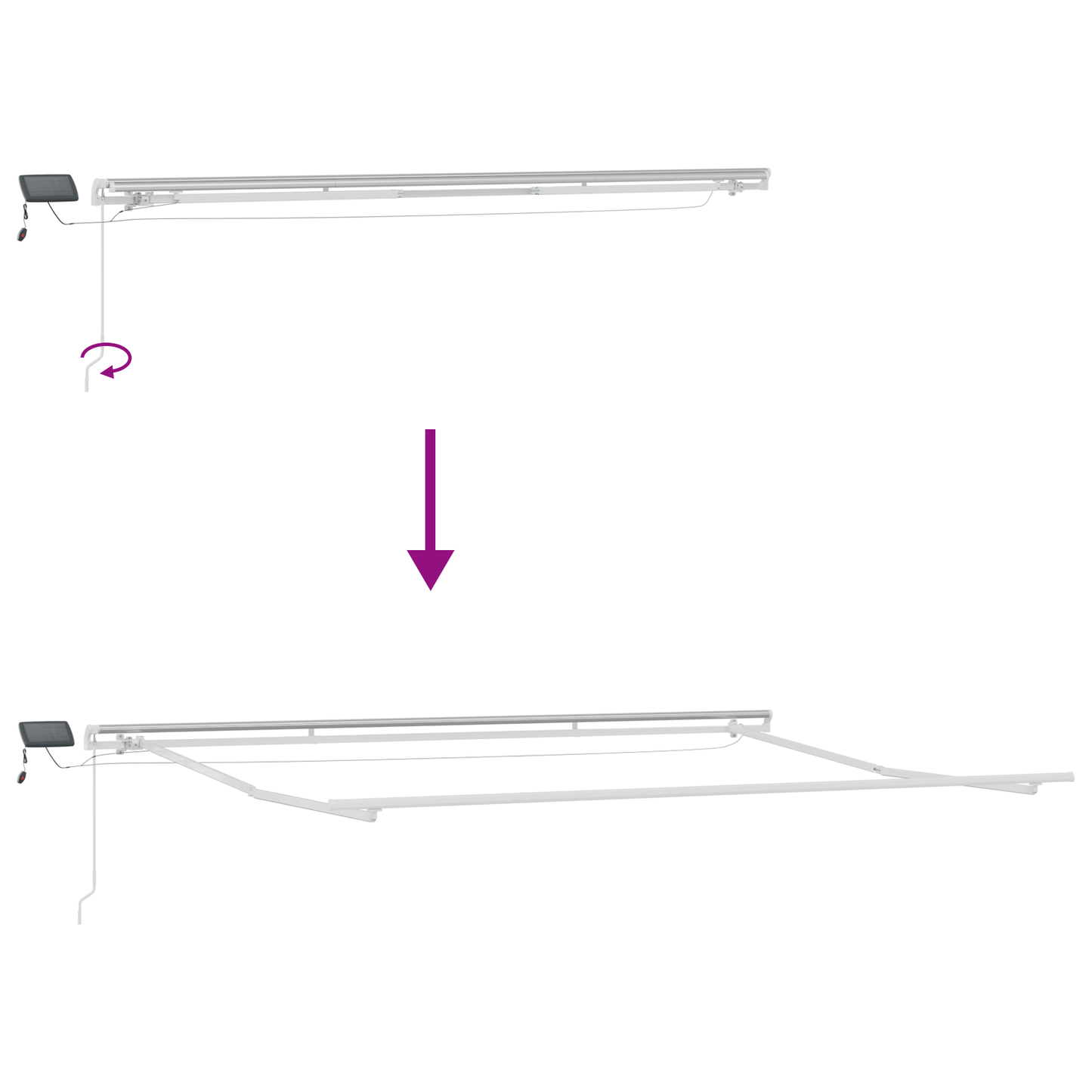 Handmatige Inklapbare Luifel met LED Multikleur Stripe 500x350 cm