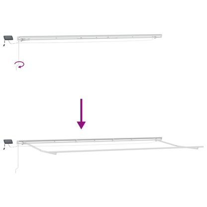 Handmatige intrekbare luifel met LED Rood en Wit Gestreept 600x300 cm