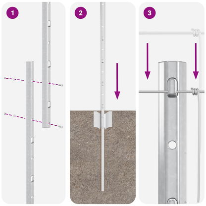 Hekpalen 22 st U-Channel 100 cm Gegalvaniseerd Staal