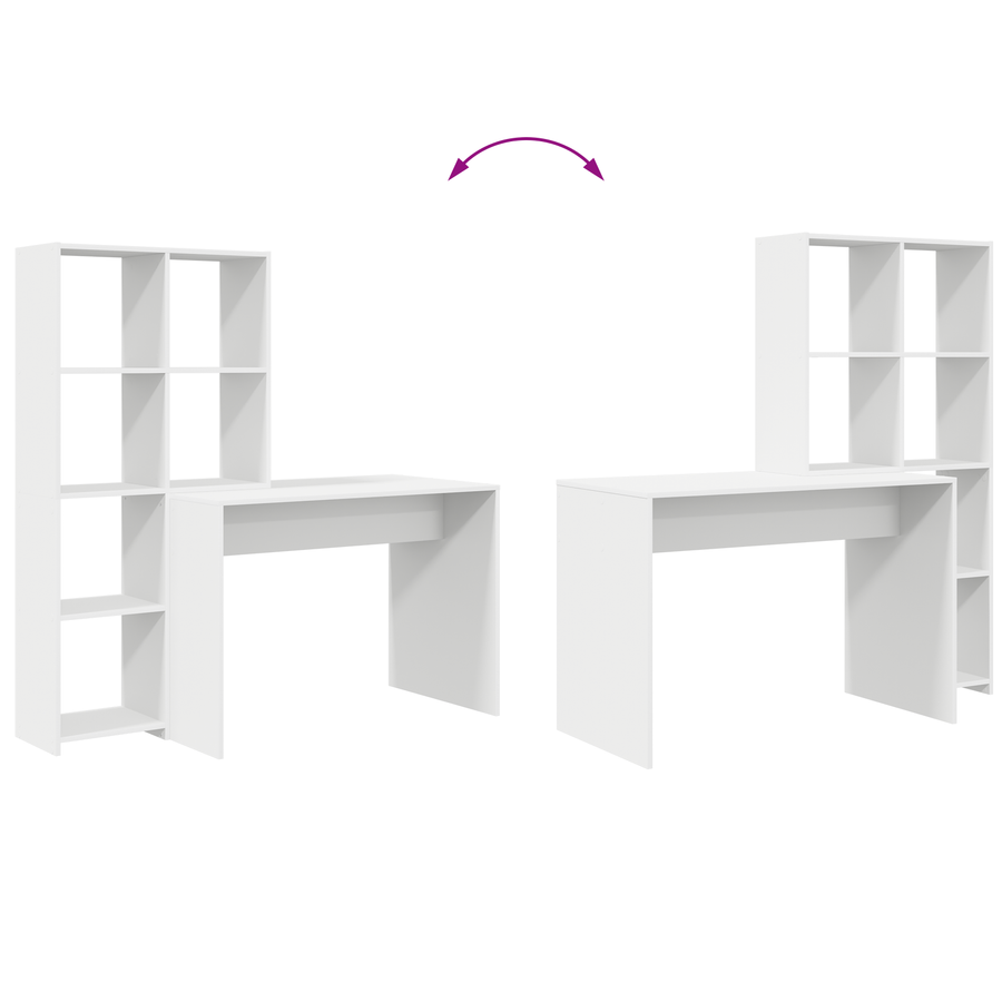 Bureau met plank met opslag Wit 138.5 x 55 x 143 cm Bewerkt hout