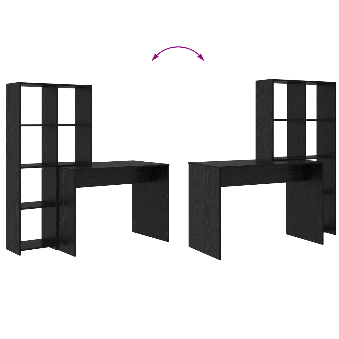 Bureau met plank met opslag Zwart eiken 138.5 x 55 x 143 cm Bewerkt hout