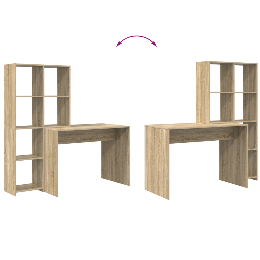 Bureau met plank met opslag Sonoma eiken 138.5 x 55 x 143 cm Bewerkt hout