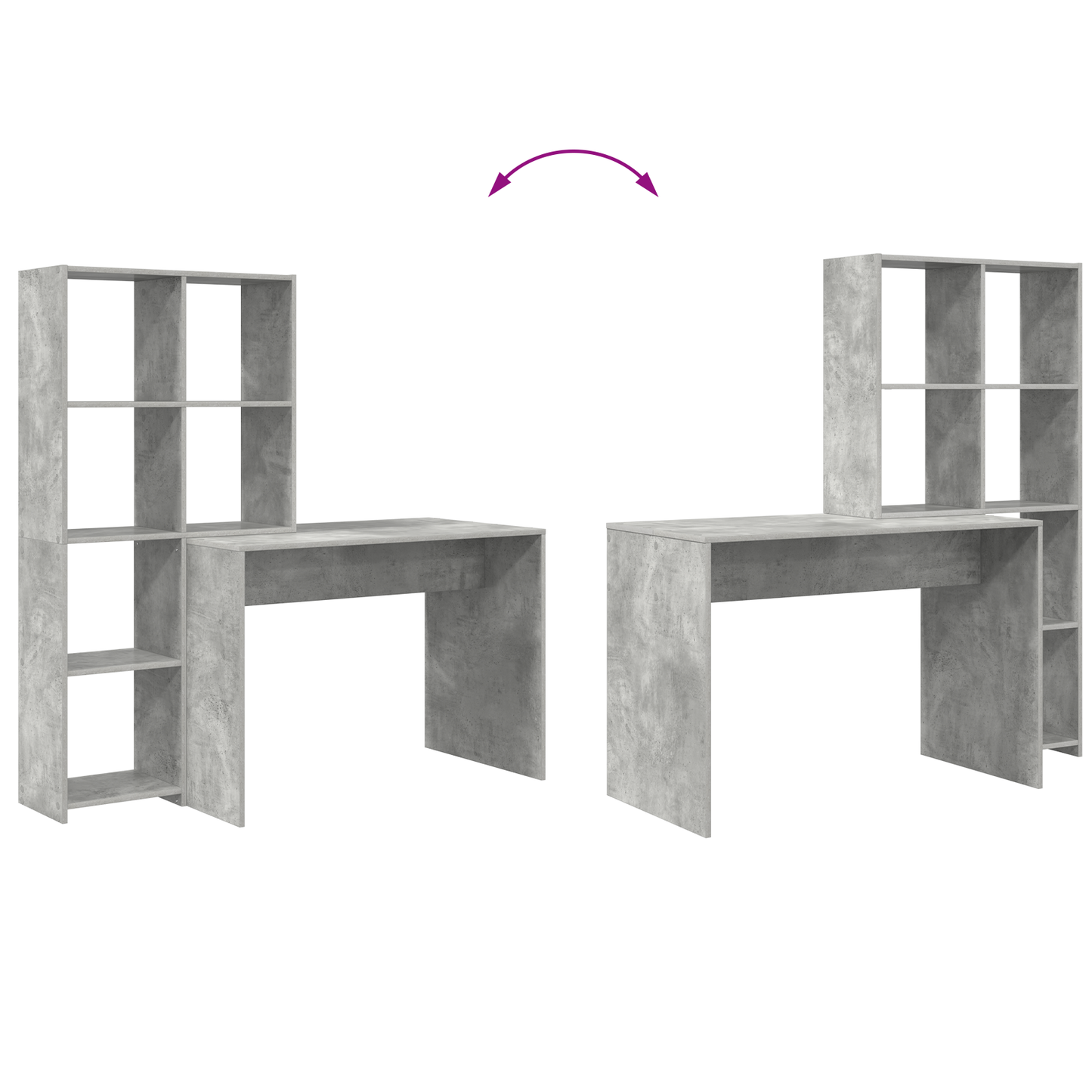 Bureau met plank met opslag Betongrijs 138.5 x 55 x 143 cm Bewerkt hout