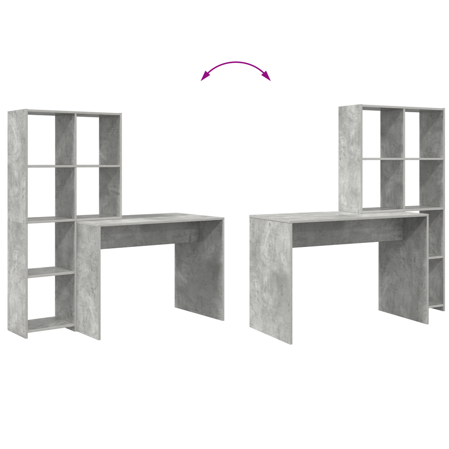 Bureau met plank met opslag Betongrijs 138.5 x 55 x 143 cm Bewerkt hout