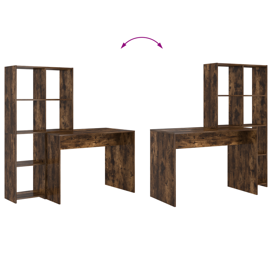 Bureau met plank Gerookt eiken 138.5 x 55 x 143 cm Bewerkt hout