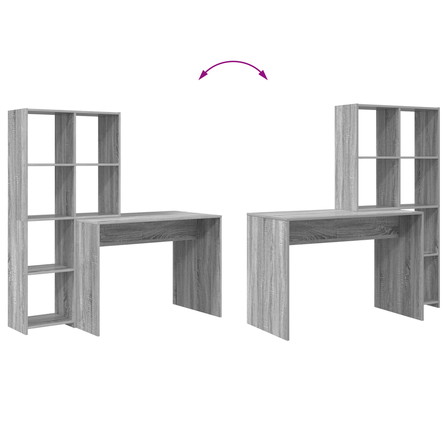 Bureau met plank met opslag Grijs sonoma 138.5 x 55 x 143 cm Bewerkt hout