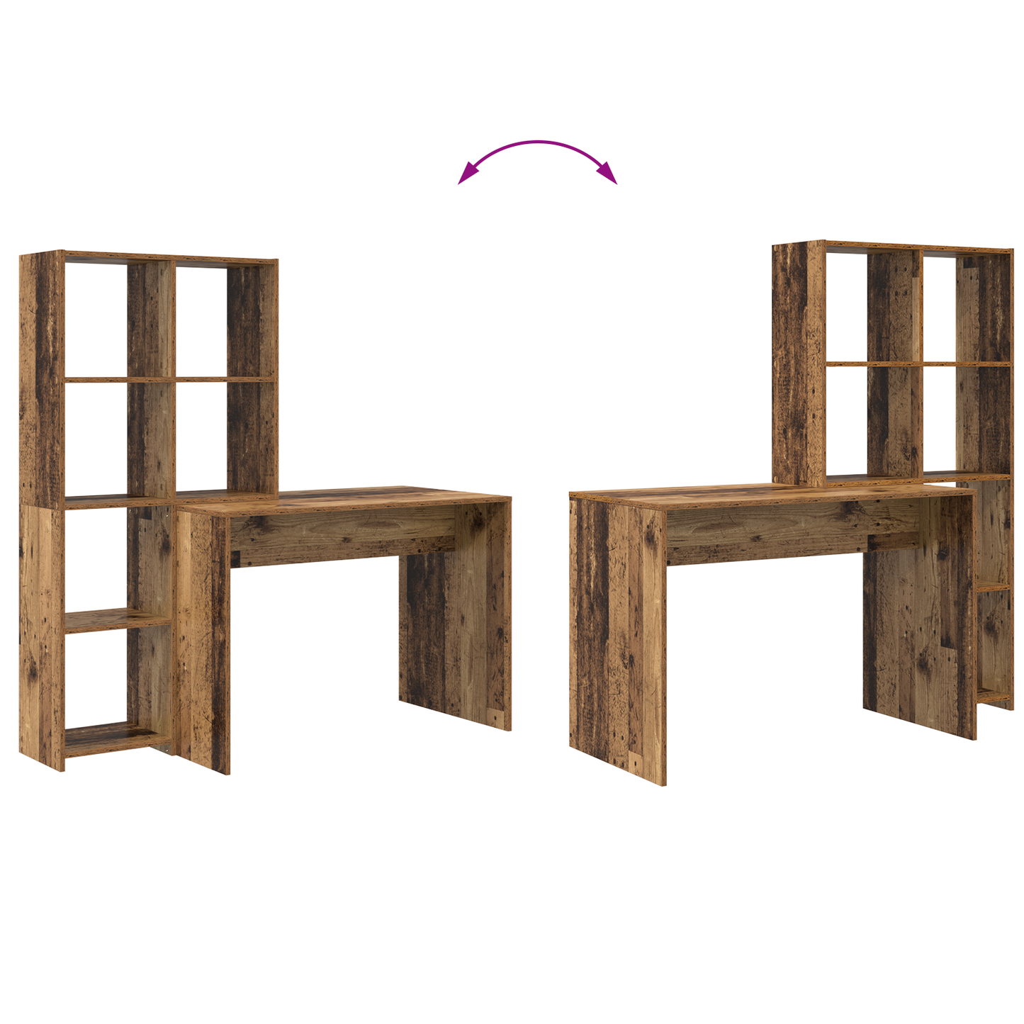 Bureau met plank met opslag Oud hout 138.5 x 55 x 143 cm Bewerkt hout