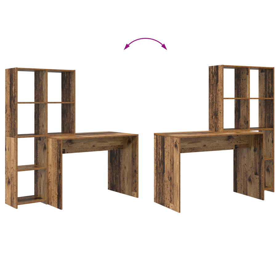 Bureau met plank met opslag Oud hout 138.5 x 55 x 143 cm Bewerkt hout