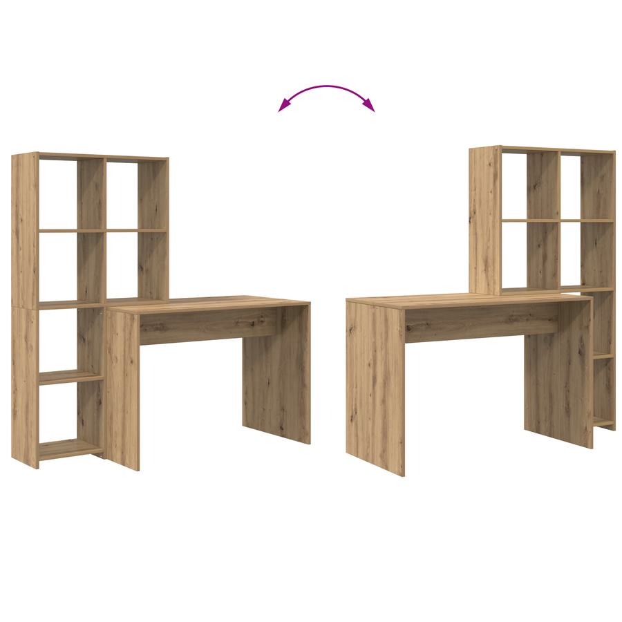 Bureau artisanaal eikenkleurig 138.5 x 55 x 143 cm Bewerkt hout