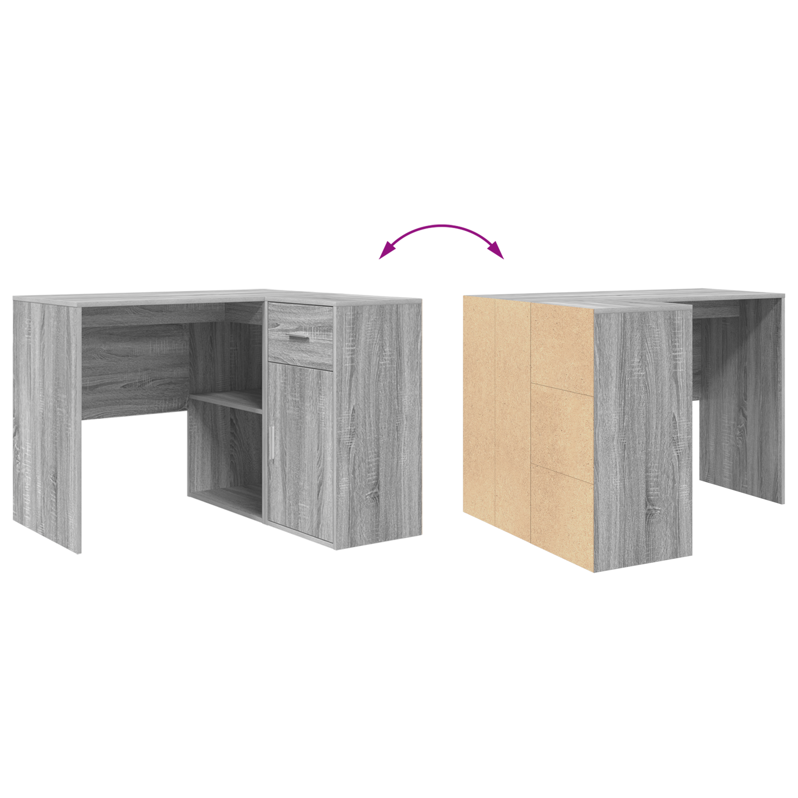 Hoekbureau Grijs Sonoma 102x88x75 cm Engineered Hout