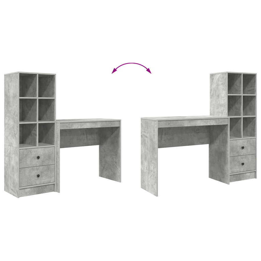 Bureau met Opbergruimte Betongrijs Gelaagd Hout