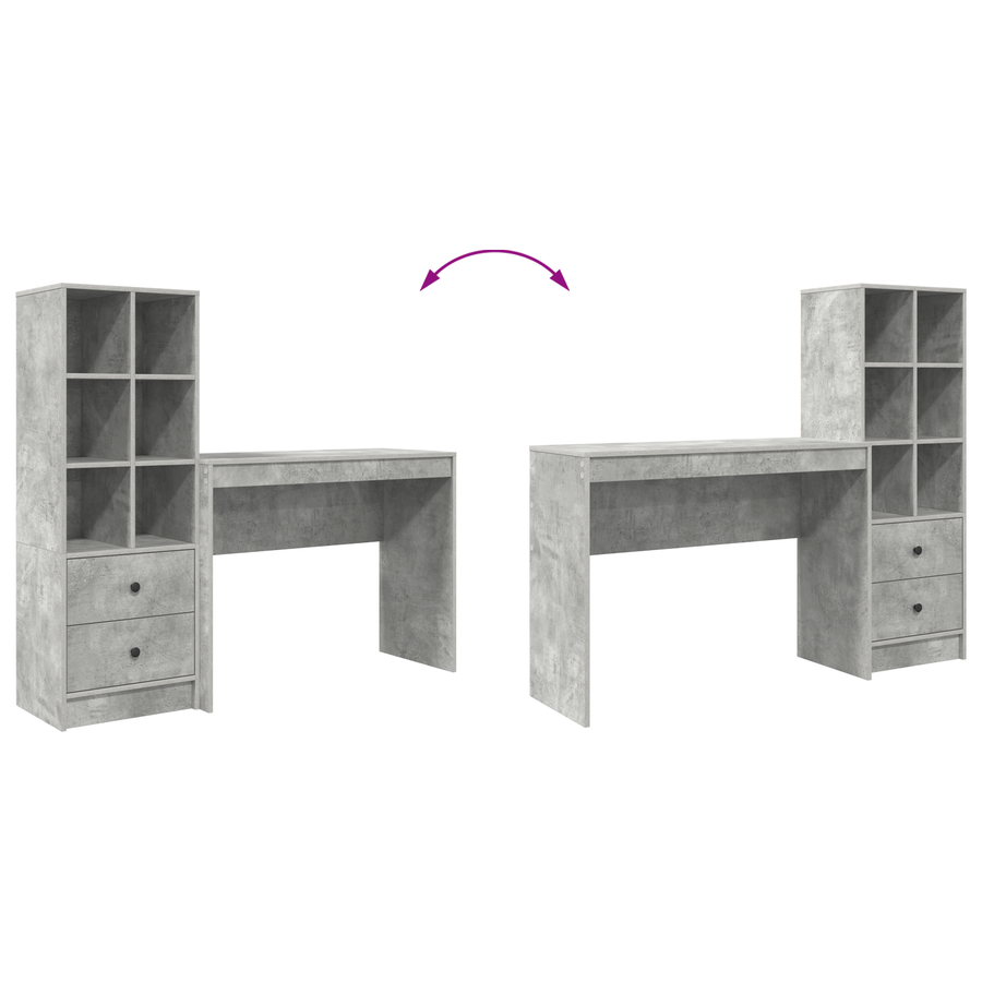 Bureau met Opbergruimte Betonnen Grijs Geengineerd Hout