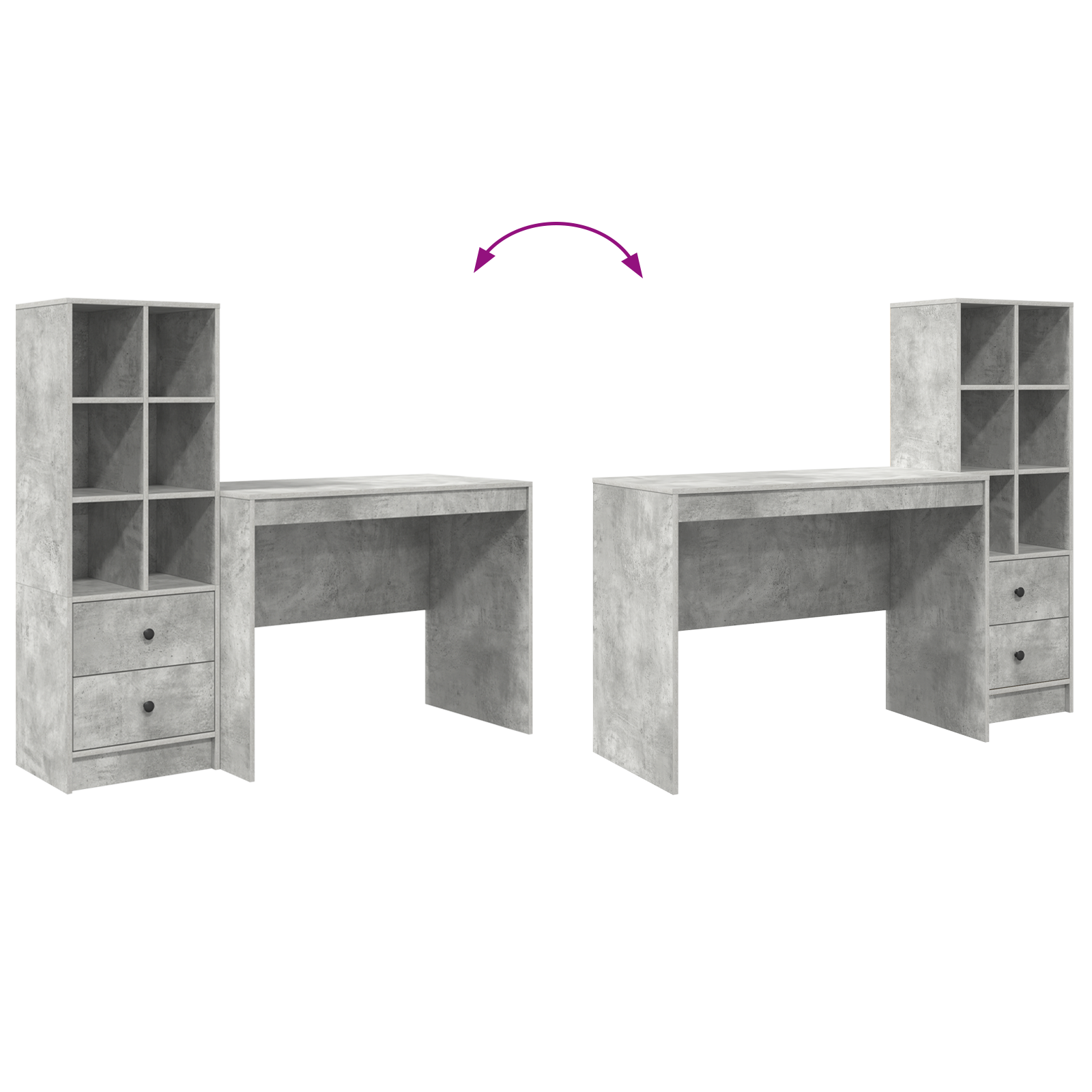 Bureau met Opbergruimte Betonlook Hout