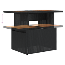 6-delige Tuin Eettafel Set met Kussens Zwart Poly Rattan Acacia