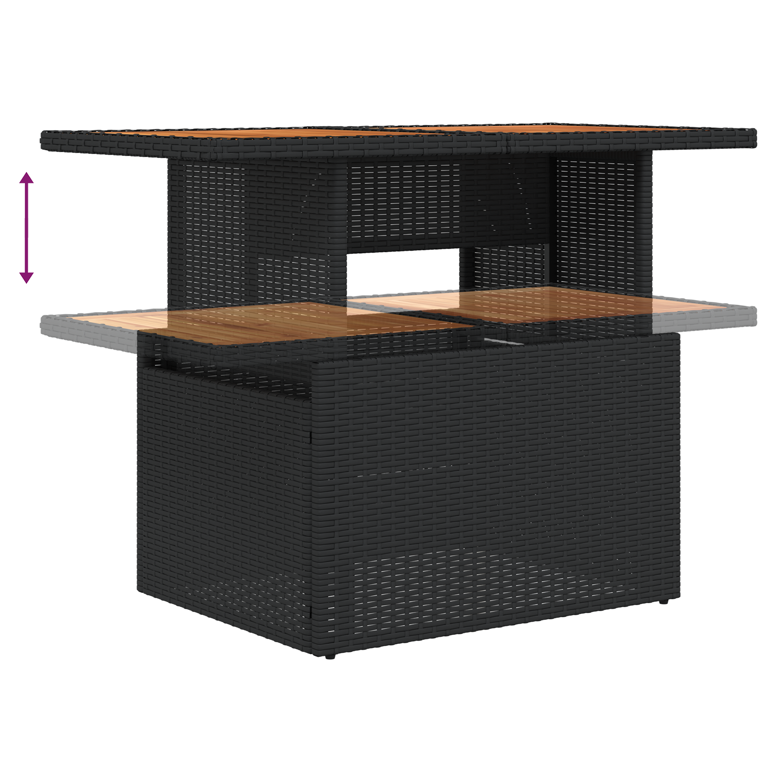 6-delige tuinset met kussens - zwart poly rattan en acacia