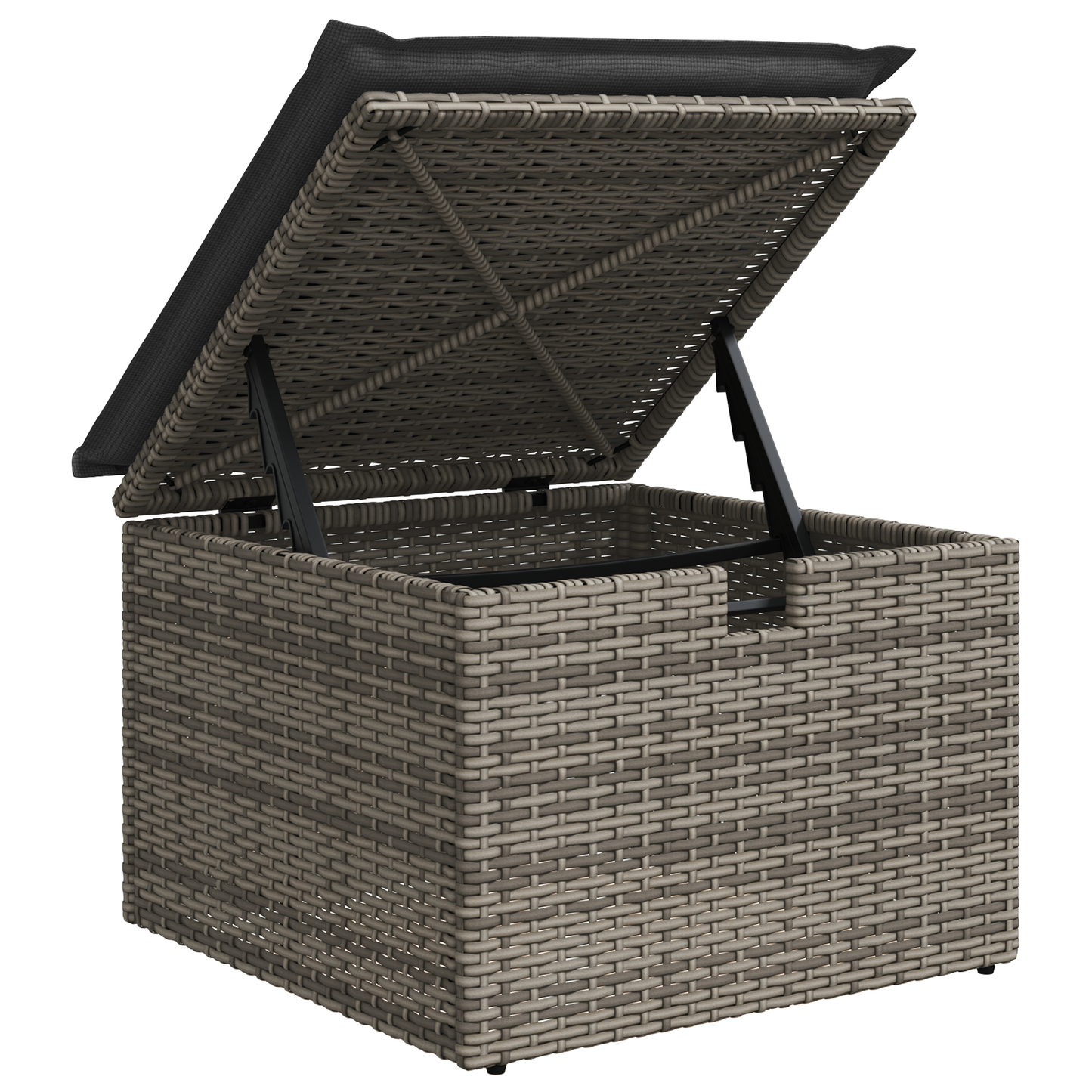 4-delige Tuinbankenset met kussens poly rattan grijs