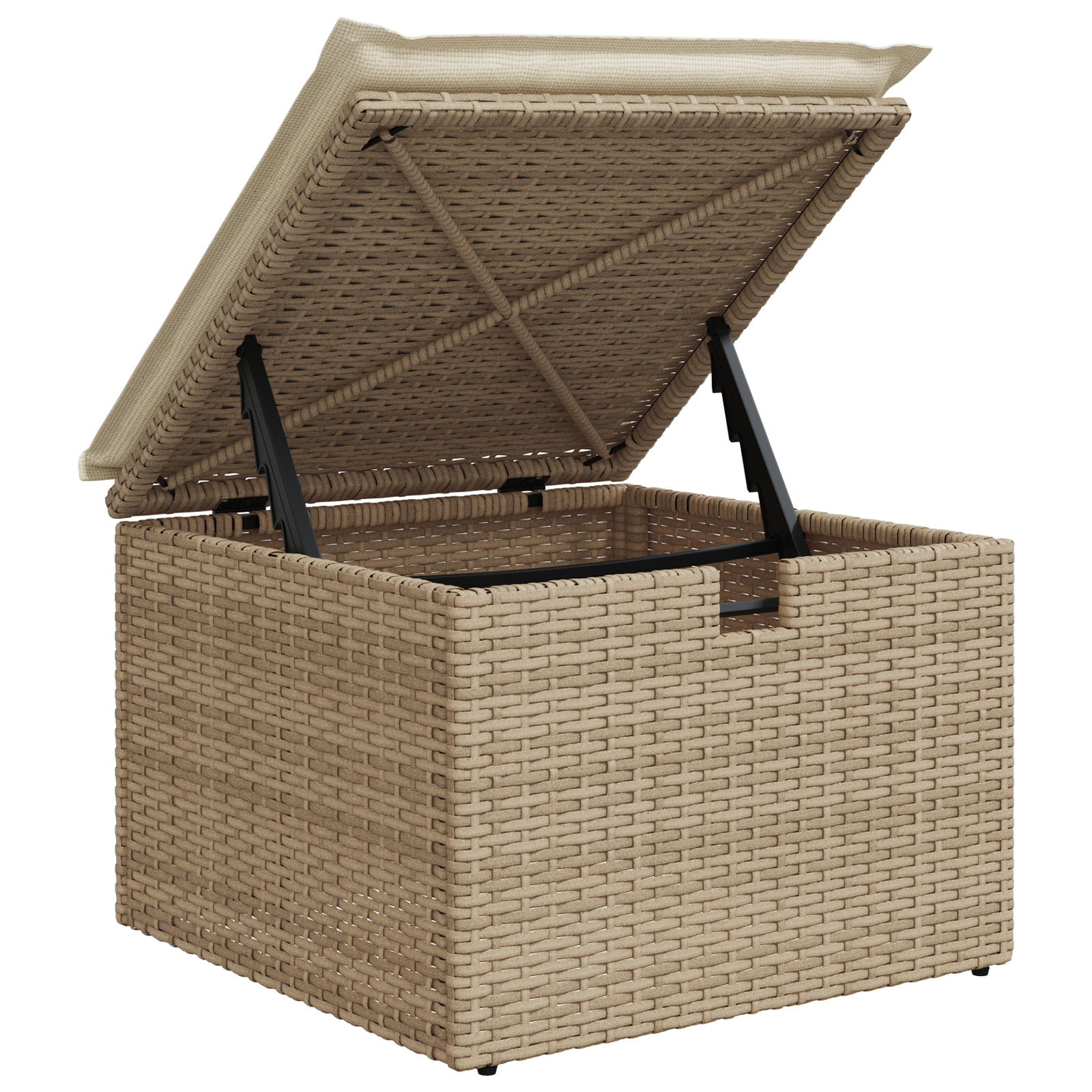 4-delige Tuinbankenset met kussens poly rattan beige